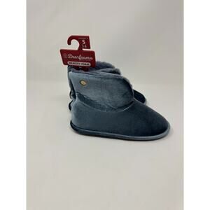 Dearfoams Women's Sara Shiny Velour Bootie Color Flint Stone Small 5-6